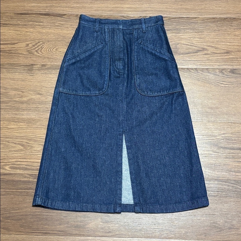 Dries Van Noten Denim Midi Skirt Blue Structured Designer Piece